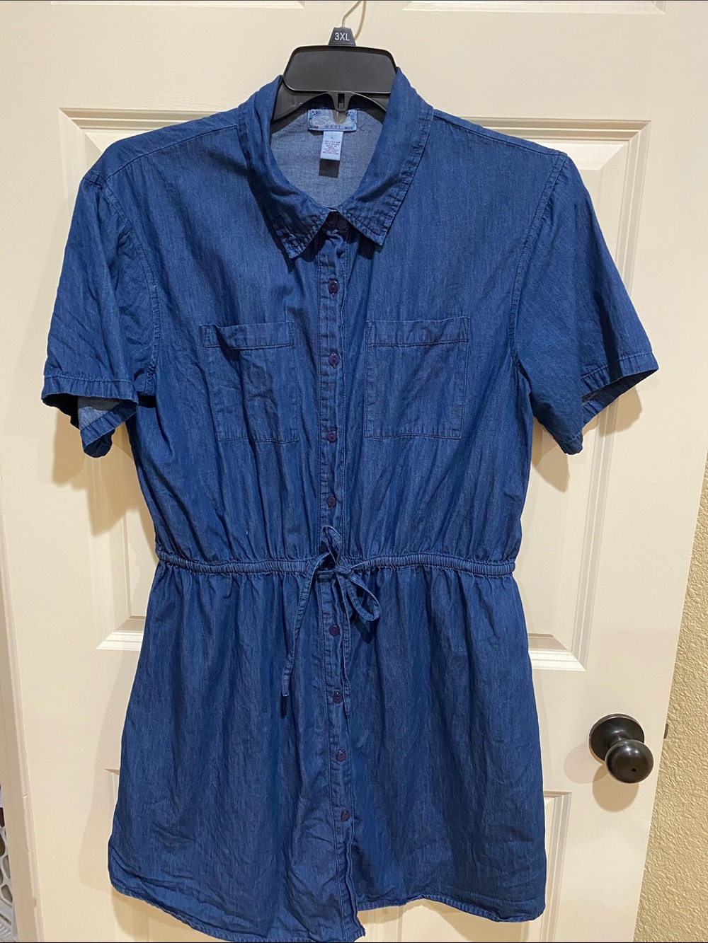 Studio West Short-Sleeve Indigo Shirt Dress